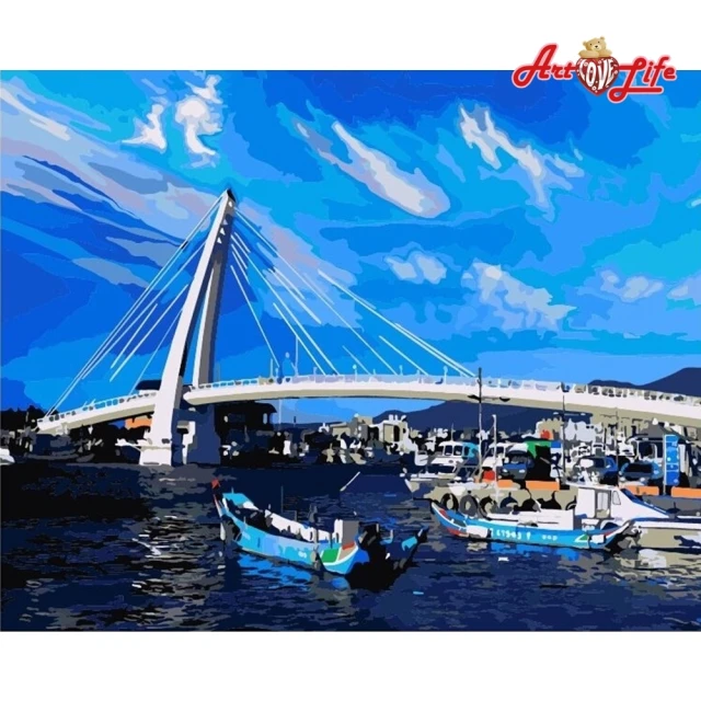 【ArtLife 藝術生活】TW010台灣風情誌–淡水漁人碼頭40*50CM(數字油畫 DIY DIY數字油畫 交換禮物 畫畫玩具)