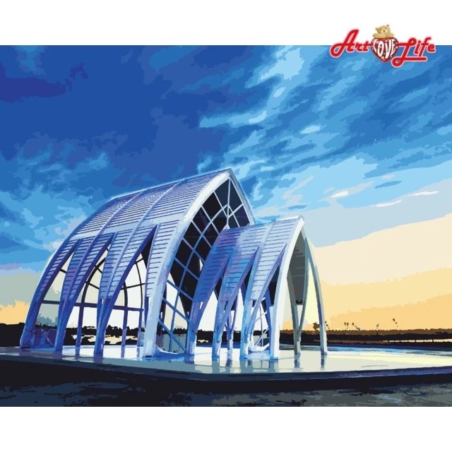 【ArtLife 藝術生活】TW014台灣風情誌–台南北門–水晶教堂40*50CM(數字油畫 DIY數字油畫 畫畫玩具)