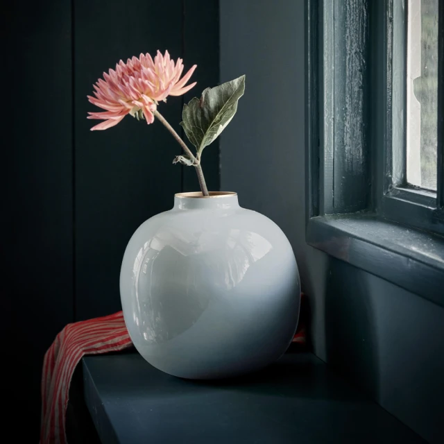 PIP STUDIO 金屬淺藍圓形花瓶23cm(居家裝飾/擺飾品)
