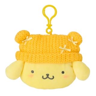 【SANRIO 三麗鷗】冬季毛帽造型吊飾收納包 附扣環 布丁狗