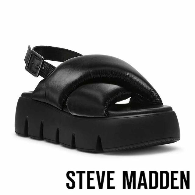 【steve madden】BACKTRACK 澎澎交叉帶厚底涼鞋(黑色)