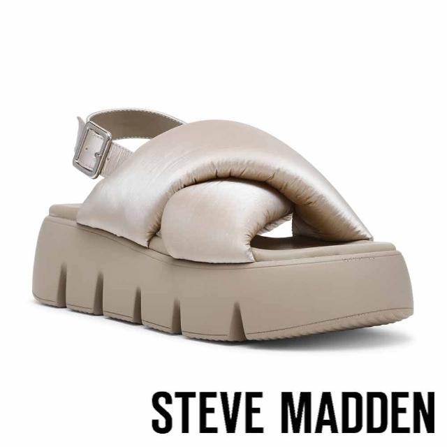 【steve madden】BACKTRACK 澎澎交叉帶厚底涼鞋(灰色)