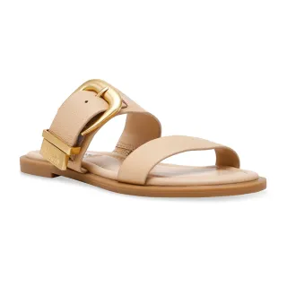 【steve madden】STRIDER 寬帶金扣平底拖鞋(卡其色)
