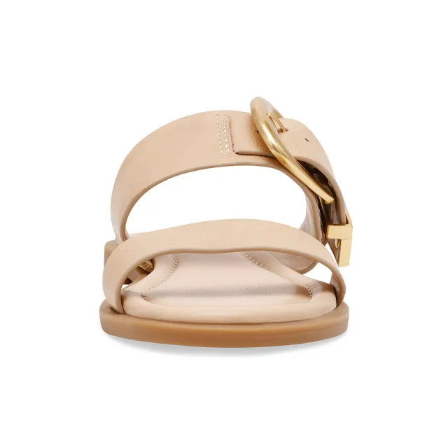 【steve madden】STRIDER 寬帶金扣平底拖鞋(卡其色)