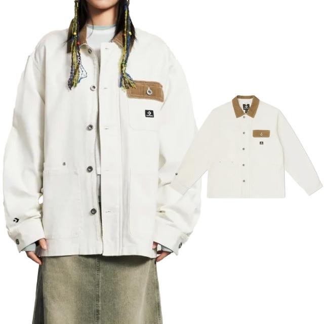 【CONVERSE】Skate Jacket Egret 男款 女款 米白棕色 復古 襯衫領 長袖 外套 10026550-A03