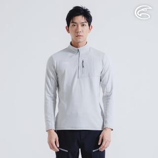 【ADISI】男半門襟動態保暖快乾上衣 AL2421085 慄灰 S-2XL(磨毛 鬆餅紋 抗靜電 彈性 吸濕 速乾)