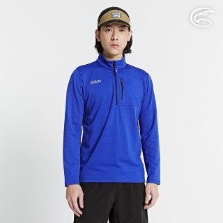 【ADISI】男半門襟動態保暖快乾上衣 AL2421085 龍膽藍 S-2XL(磨毛 鬆餅紋 抗靜電 彈性 吸濕 速乾)