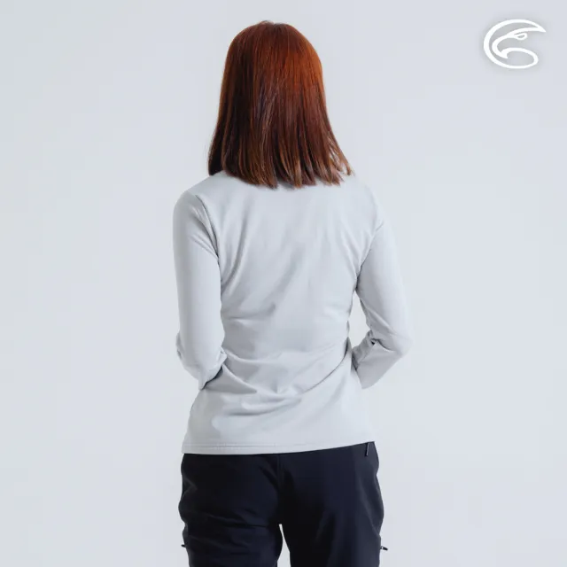 【ADISI】女半門襟動態保暖快乾上衣 AL2421086 栗灰 S-XL(磨毛 鬆餅紋 抗靜電 彈性 吸濕 速乾)