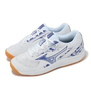 【MIZUNO 美津濃】羽球鞋 Sky Blaster 4 男鞋 女鞋 寬楦 白 藍 膠底 室內運動 羽排鞋 美津濃(71GA2533-11)