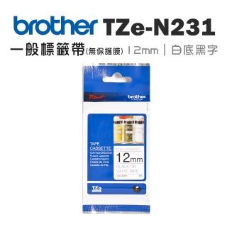 【brother】官方直營 TZe-N231 一般標籤帶★無護貝(12mm 白底黑字)