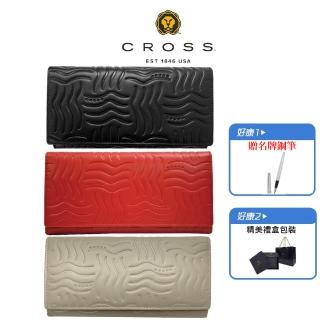 【CROSS】限量1折 頂級小牛皮女用翻蓋長夾皮夾 全新專櫃展示品(買一送一好禮 母親節/送禮/現貨)