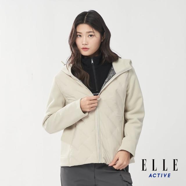 【ELLE ACTIVE】女款 機能保暖羽絨連帽外套-淺卡其色(EA24A2W6702#81)