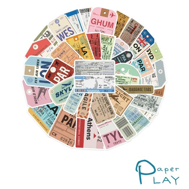 【Paper Play】創意多用途防水貼紙-復古簡約登記牌 40枚入(防水貼紙 行李箱貼紙 手機貼紙 水壺貼紙)