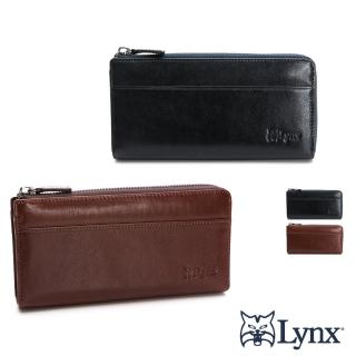 【Lynx】美國山貓NAPA進口牛皮L型12卡拉鏈長皮夾-共2色
