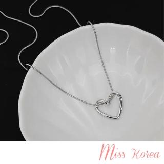 【MISS KOREA】韓國設計縷空桃心線條造型項鍊(縷空項鍊 桃心項鍊 線條項鍊)