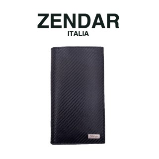 【ZENDAR】臺灣總代理 限量1折 頂級皮革碳纖維紋16卡長夾 朱利安系列 全新專櫃展示品(黑色 送禮盒提袋)