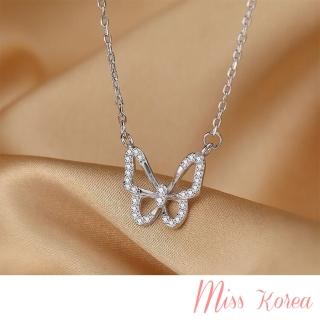 【MISS KOREA】美鑽項鍊 蝴蝶項鍊/韓國設計微鑲美鑽細緻縷空蝴蝶造型項鍊 鎖骨鍊(2色任選)