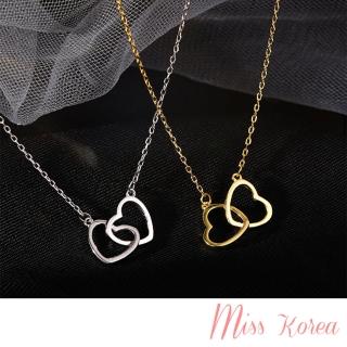 【MISS KOREA】縷空項鍊 愛心項鍊/韓國設計縷空線條雙愛心造型項鍊(2色任選)