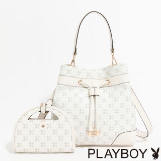【PLAYBOY】水桶包附長背帶 White Bunny系列(米白色)