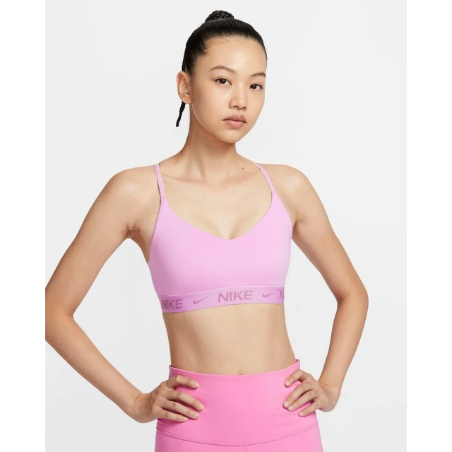 NIKE 耐吉 運動內衣 瑜珈 透氣排汗 胸墊 背心 女款 AS W NK DF INDY LGT SPT BRA 粉紅色(FD1063632)