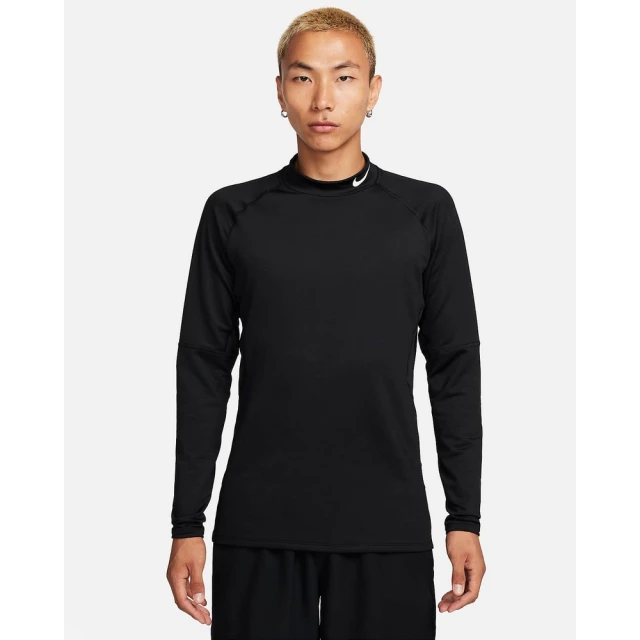 NIKE 耐吉 Dri-FIT 長袖BASELAYER 跑步上衣 速乾 男款 AS M NP TOP WARM LS MOCK 黑色(FB8516010)