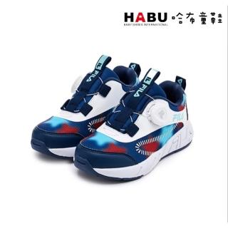 【HABU 哈布童鞋】FILA KIDS 斐樂 運動鞋 慢跑鞋 旋鈕 中童 藍 白 2-J416Z-323