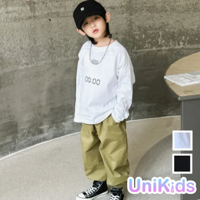 【UniKids】現貨 中大童裝150碼長袖T恤 簡約個性 男大童裝女大童裝 CL3283093(白)