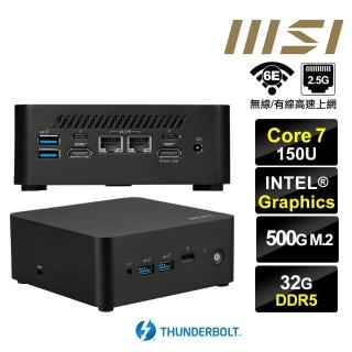 【MSI 微星】Cubi NUC Core7十核{大鴻臚S4CB} 迷你電腦(Core 7 150U/32G/500GB M.2)