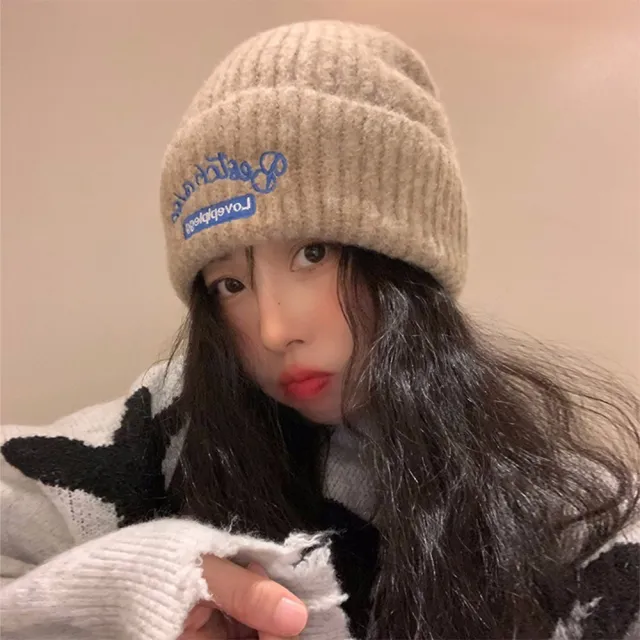 【MoonDy】毛帽 冷帽 針織帽 毛線帽 防寒帽 保暖帽 鹽系穿搭 美式復古 顯臉小帽子 顯臉小 