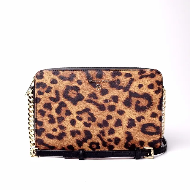 【Michael Kors】MICHAEL KORS 性感豹紋 皮革流行時尚斜肩包-38F1CT9C3R-美國原廠專櫃公司貨