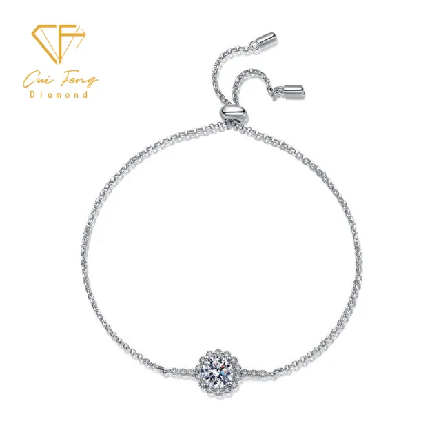 【CF Diamond】手鍊 莫桑鑽《微鑲圓包》(雙11 1克拉  鑽石 手鏈 生日禮物 求婚)