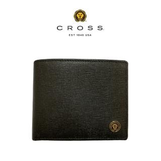 【CROSS】限量2折 頂級小牛皮十字紋4卡1零錢袋男用皮夾 威廉系列 全新專櫃展示品(黑色 送禮盒提袋)