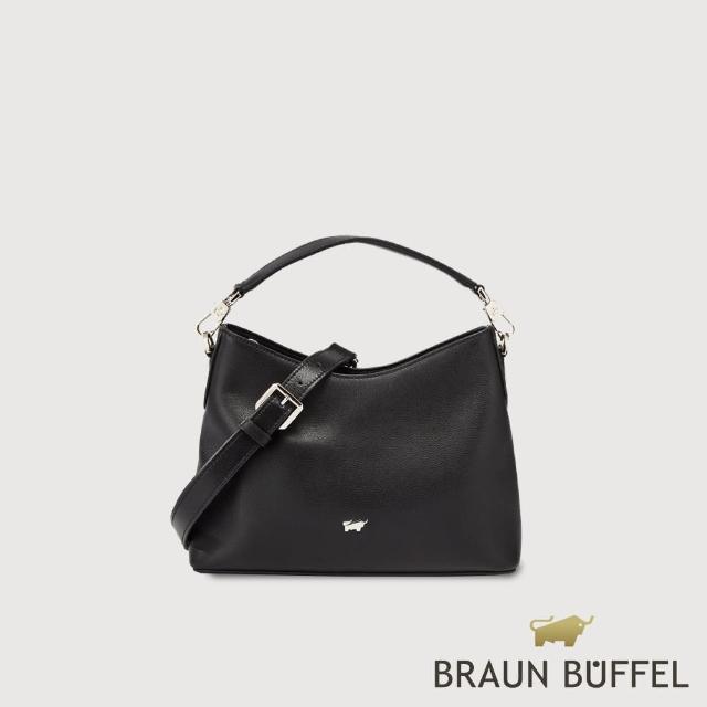 【BRAUN BUFFEL 德國小金牛】台灣總代理 蘿拉-M 小斜背包-黑色(BF855-25-BK)