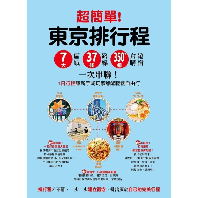 【momoBOOK】超簡單！東京排行程：7大區域x 37條路線x350+食購遊宿一次串聯！1日行程(電子書)