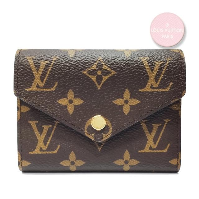 【Louis Vuitton 路易威登】M62360 經典Victorine系列經典Monogram帆布三折暗釦短夾(粉色)