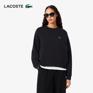 【LACOSTE】女裝-背面印花慢跑大學T(黑色)