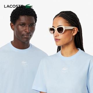 【LACOSTE】中性款-鱷魚Logo印花重磅棉質短袖T恤(淺藍色)