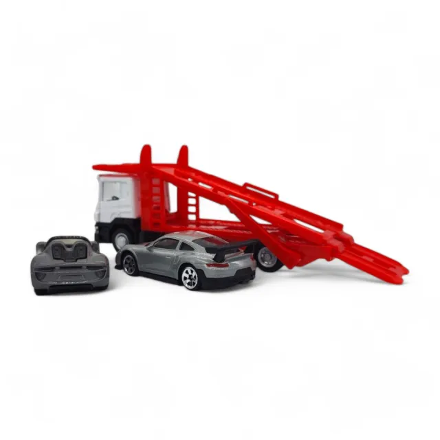 1:64模型車 SCANIA拖板車組 含Porsche 918 Spyder & 911 GT2 RS(拖板車組合套裝)