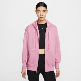【NIKE 耐吉】外套 女 運動連帽外套 毛絨 寬鬆版型 AS W NSW PHNX FLC FZ OS HOODIE 粉 DQ5759-699
