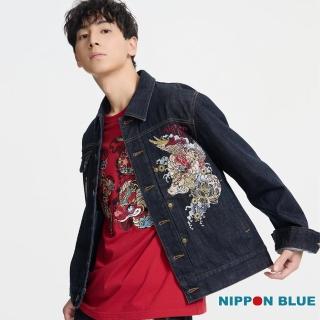 【BLUE WAY】男裝 金標福氣莽莽繡花丹寧牛仔 外套-日本藍