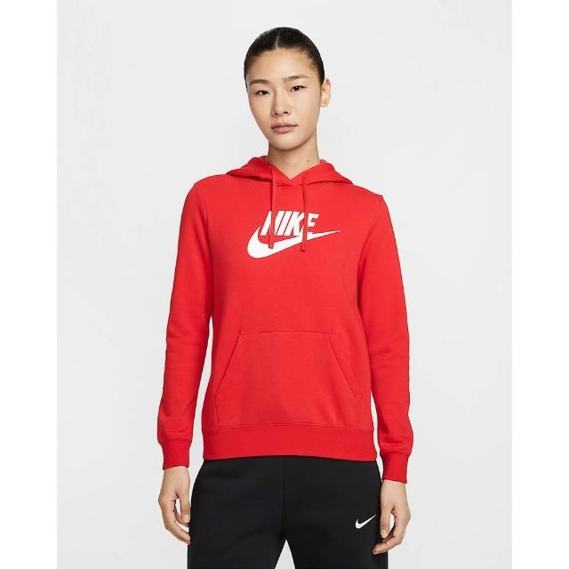 【NIKE 耐吉】連帽上衣 帽T 女款 AS W NSW CLUB FLC GX STD PO HD 紅色(DQ5776657)