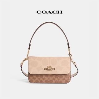 【COACH】蔻馳官方直營 BRYNN撞色經典Logo單肩手袋-IM/沙黃色/棕黃色(CAA83)