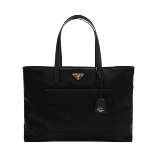 【PRADA 普拉達】1BG555 黑 金三角牌 小型(Re-Nylon 托特包)