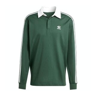 【adidas 愛迪達】Rugby Polo 男 Polo衫 運動上衣 長袖上衣 休閒穿搭 綠(IZ2468)