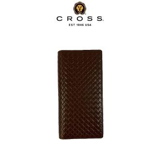 【CROSS】臺灣總經銷 限量1折 頂級小牛皮編織紋22卡長夾 克勞迪系列 全新專櫃展示品(咖啡色 送禮盒提袋)