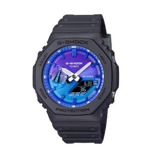 【CASIO 卡西歐】G-SHOCK 熾熱耀眼 搶眼火焰 熾焰藍 八角形錶殼 GA-2100FL-1A 45.4mm