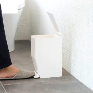 【YAMAZAKI 山崎】tower窄型腳踏式垃圾桶-白(踏式垃圾桶/家用垃圾桶/有蓋垃圾桶/居家用品/日本山崎)