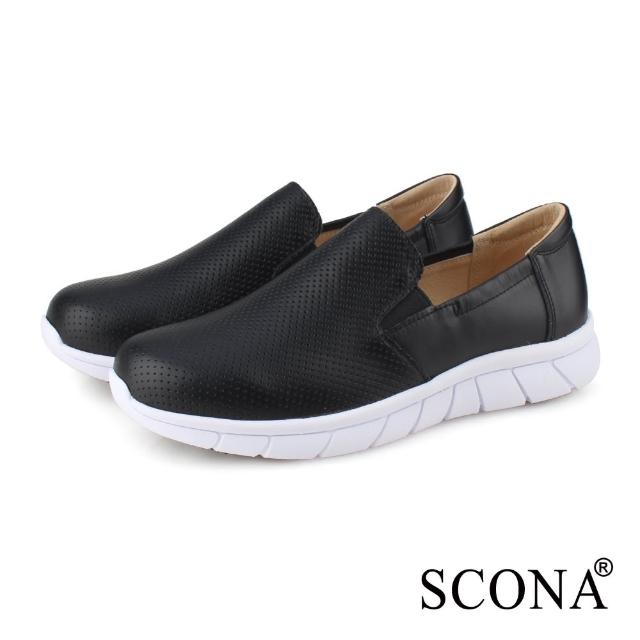 【SCONA 蘇格南】全真皮 輕量舒適休閒鞋(黑色 7398-1)