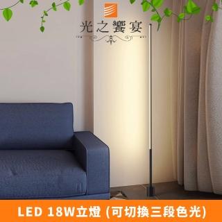 【光之饗宴】LED 18W 夜幕黑色立燈(三色可調光)