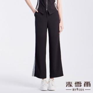 【MYVEGA 麥雪爾】翻蓋造型口袋織條套裝長褲-黑(上下身分開販售/2024春夏新品)